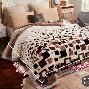 MIA Geometric Pattern Blanket - Brown and Cream